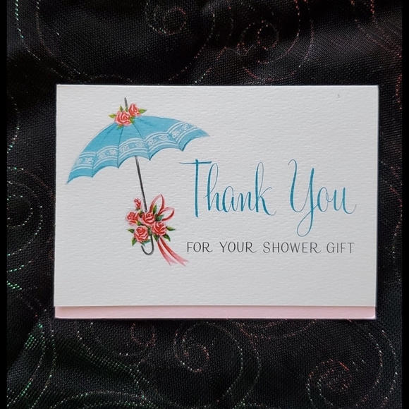 VINTAGE unused Shower Gift Thank You cards 6 pcs. HALLMARK retro 50s 60s graphic - Picture 1 of 7